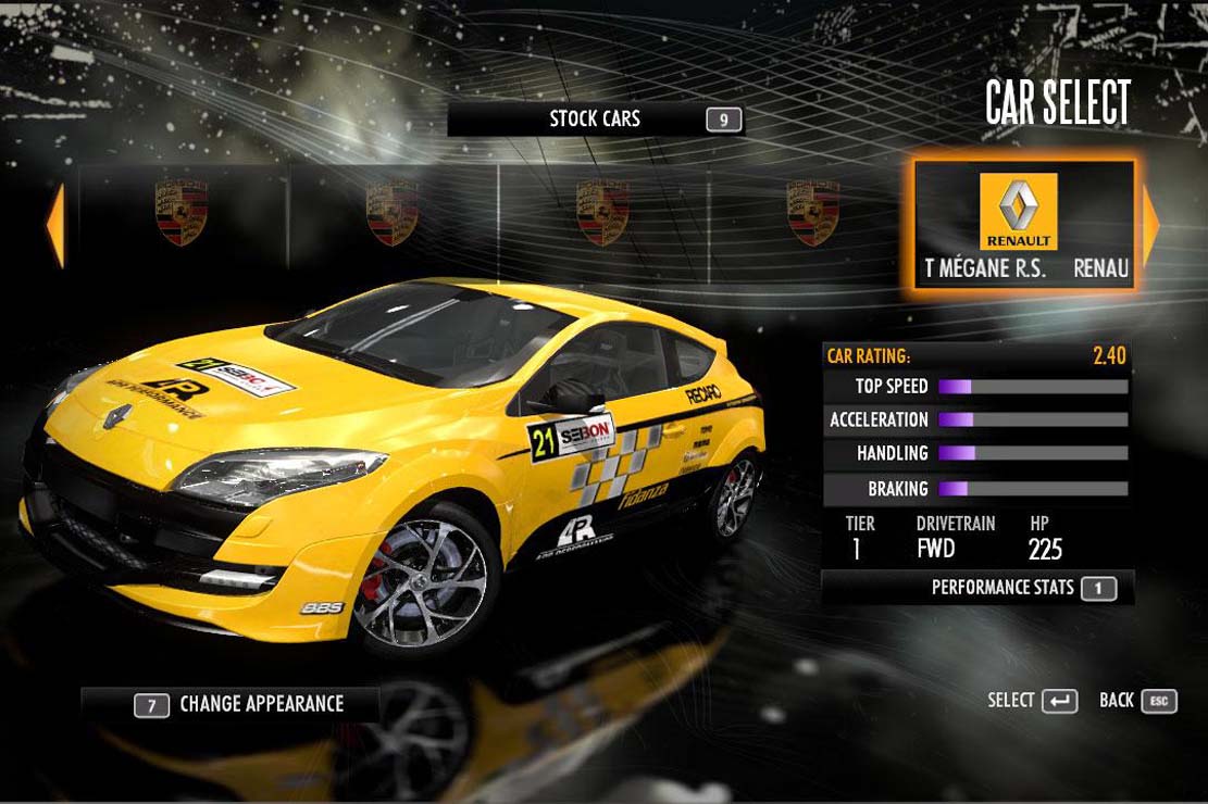 Une renault megane dans need for speed shift 
