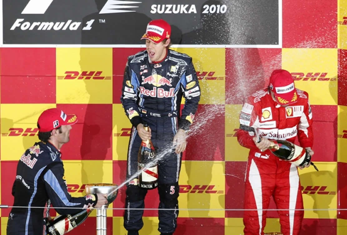 Vettel webber alonso le trio gagnant de suzuka 